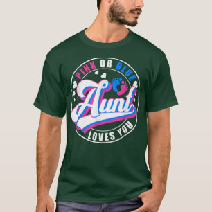 T-shirt Retro Rose Ou Bleu Tante Aime Votre Bébé Genre Rév