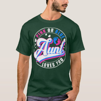 T-shirt Retro Rose Ou Bleu Tante Aime Votre Bébé Genre Rév
