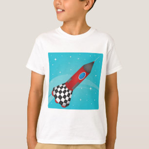 T-shirt Retro Rouge Fusée Spatiale Galactique
