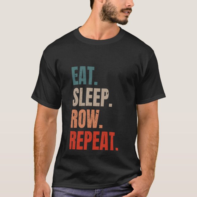 T-shirt Retro Rowing Rower Coxswain Mangez Sleep Row Répét (Devant)