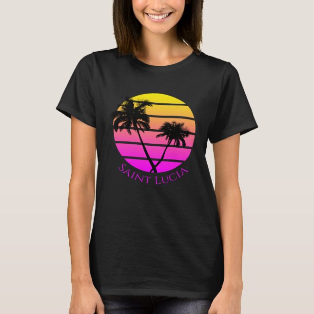 T-shirt Retro Saint Lucia Beach (Devant)