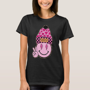 T-shirt Retro Saint Valentin Beanie Happy Face Pink Check