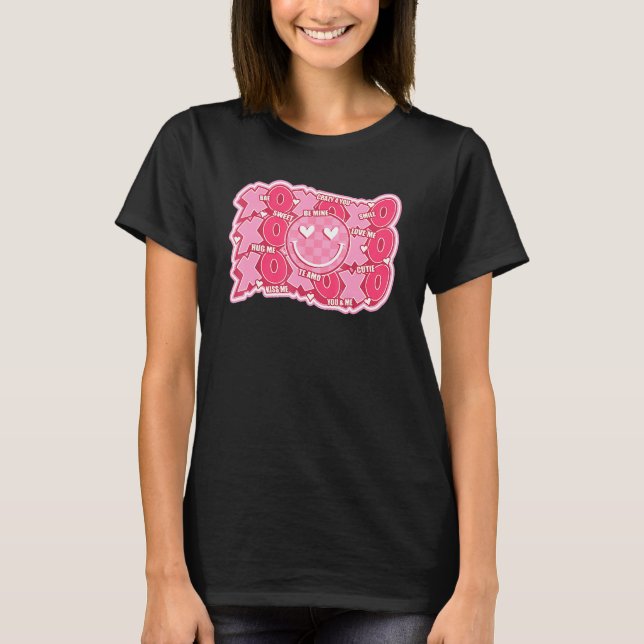 T-shirt Retro Saint Valentin Ennuies Baisers joyeux visage (Devant)