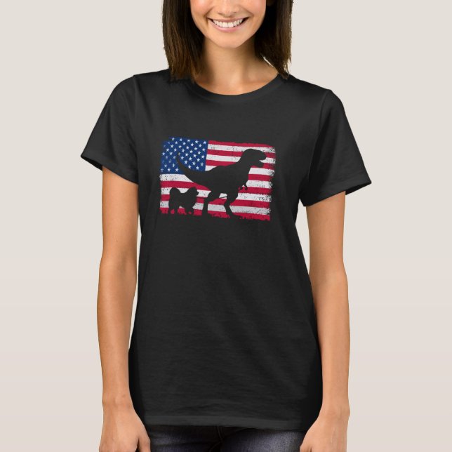 T-shirt Retro Samoyé Chien Papa 4 juillet US drapeau améri (Devant)