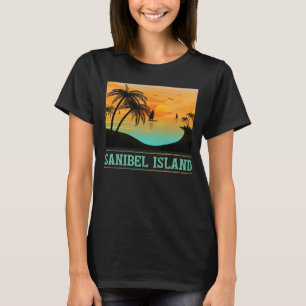 T-shirt Retro Sanibel Island Floride Tropical Sunset Beach