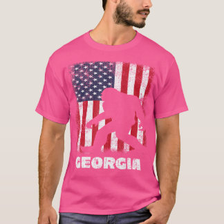 T-shirt Retro Sasquatch Georgia Usa Drapeau Bigfoot Randon