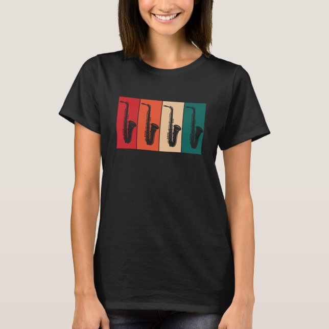 T-shirt Retro Saxophone Sheet Music Alto Saxophone Reed (Devant)