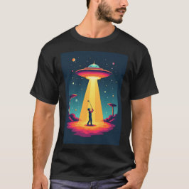 T-shirt Retro Sci Fi Cartoon Rocket Ship et Golfer