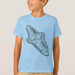 T-shirt Retro Sci Fi Spaceship Blueprint Art
