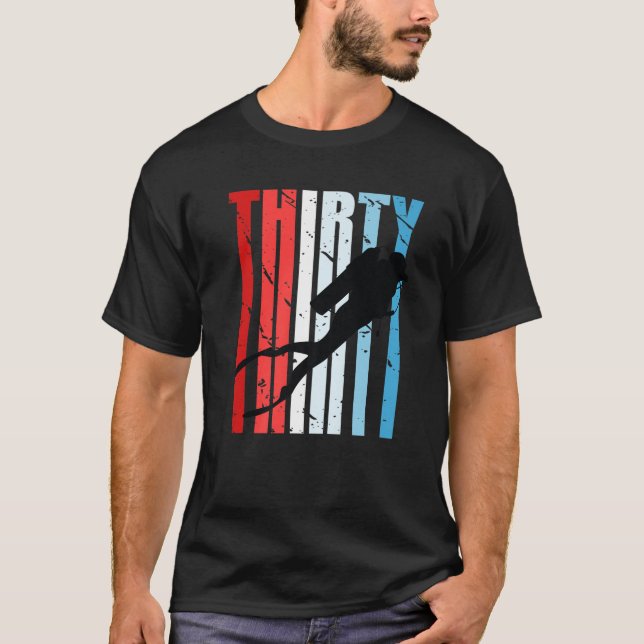 T-shirt Rétro Scuba Diving 30e Birthday Deep Sea Diver (Devant)