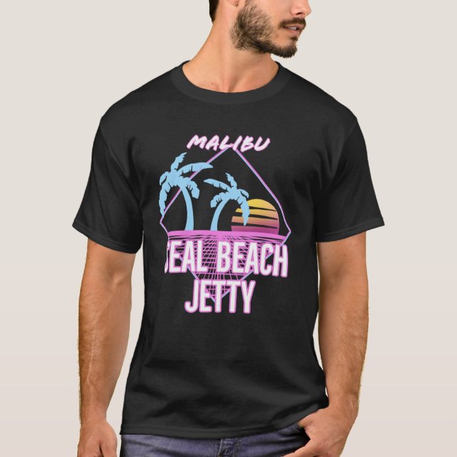 T-shirt Retro Seal Beach Jetty Malibu (Devant)