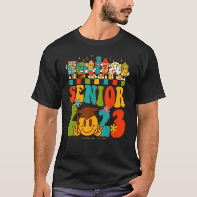 T-shirt Retro Senior 2023 Classe Super De 2023 Graduation (Devant)