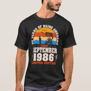 T-shirt Rétro Septembre 1986 36 Année Pêche 36th Bir