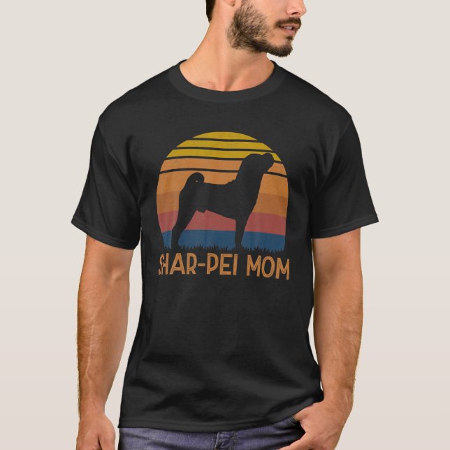 T-shirt Rétro Shar-Pei Maman - Sharpei Chien Propriétaire  (Devant)