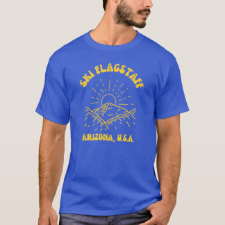 T-shirt Retro Sixties Ski Flagstaff Arizona Texte Jaune Vi