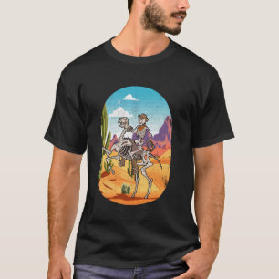 T-shirt Retro Skeleton Cowboy équitation Cheval Western Pa