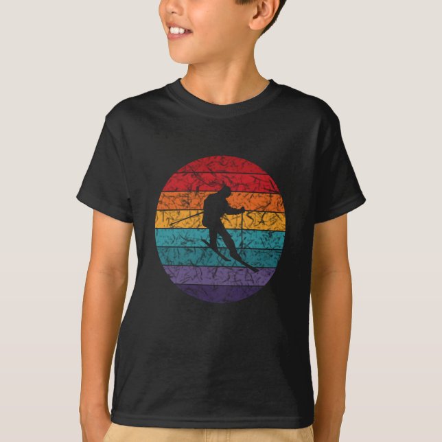 T-shirt Retro Ski Design Skier Montagnes (Devant)