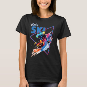 T-shirt Retro Ski en poudre Ski Vintage Couleur de Ski Ren