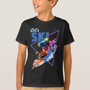 T-shirt Retro Ski en poudre Ski Vintage Couleur de Ski Ren