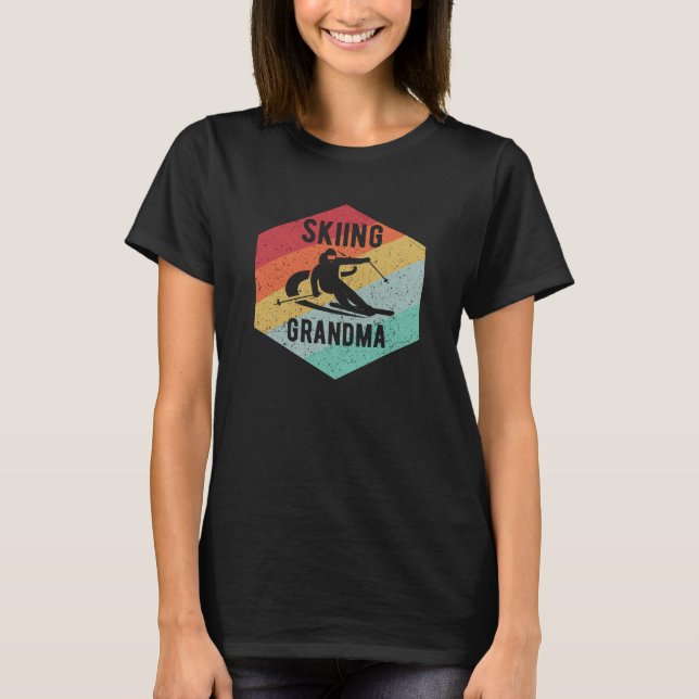 T-shirt Retro Skiing Grandma 70's Skiers Gift (Devant)