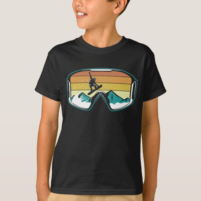 T-shirt Retro Snowboard Freestyle Jump Snow Mountain (Devant)