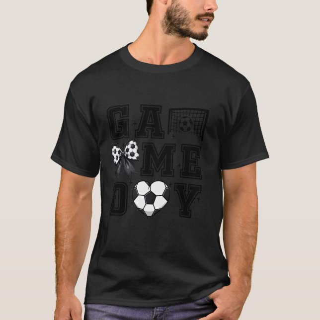 T-shirt Retro Soccer Coquette Bow Cute Gameday Cheer Maman (Devant)