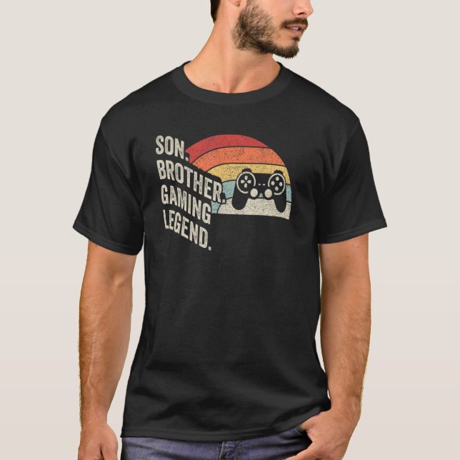 T-shirt Retro Son Brother Gaming Legend Jeu Gamer Birth (Devant)