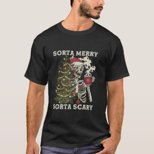 T-shirt Retro Sorta Merry Sorta Effrayant Noël Squelette H