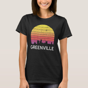 T-shirt Retro South Carolina City Greenville Skyline Vinta