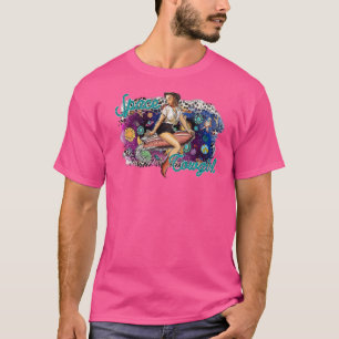 T-shirt Retro Space Cowgirl Leopard Western Country Disco