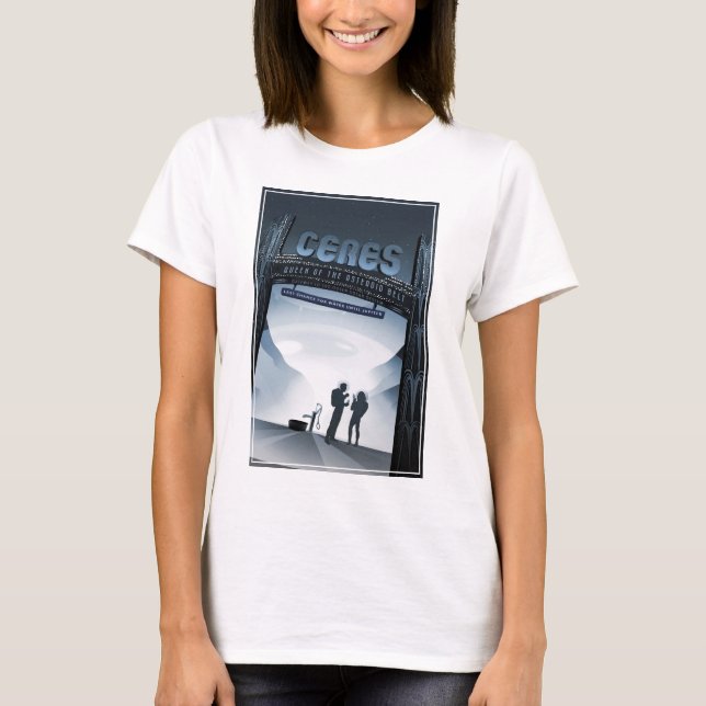T-shirt Retro Space Travel Poster-Nwarf Planet Ceres. (Devant)