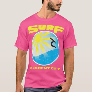 T-shirt Retro SpaceAge Surf Crescent City California Yello
