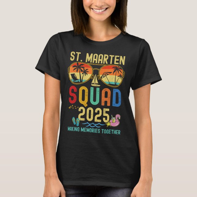 T-shirt Rétro St. Maarten Croisière Vacances 2025 Famille  (Devant)