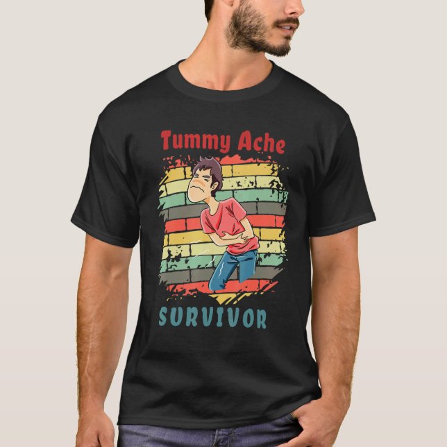 T-shirt Retro Stomachache IBS  Tummy Ache Survivor (Devant)