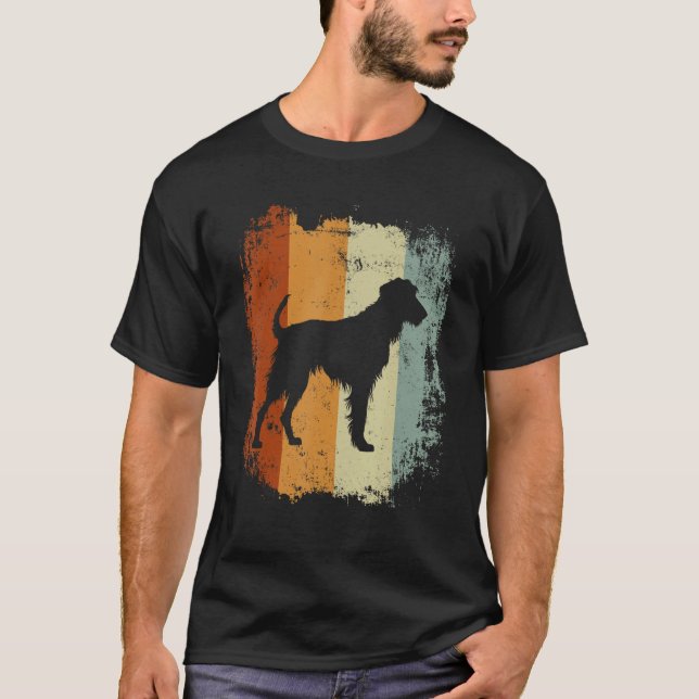 T-shirt Retro Style Irish Wolfhound Dog (Devant)