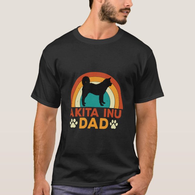 T-shirt Retro Sunset Akita Inu Papa (Devant)