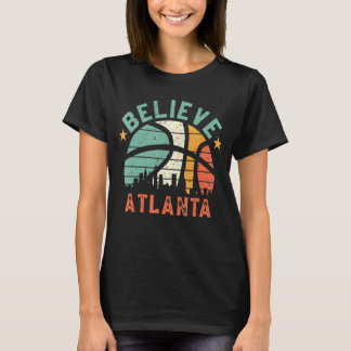 T-shirt Retro Sunset Believe Atlanta Basketball Ball Cit