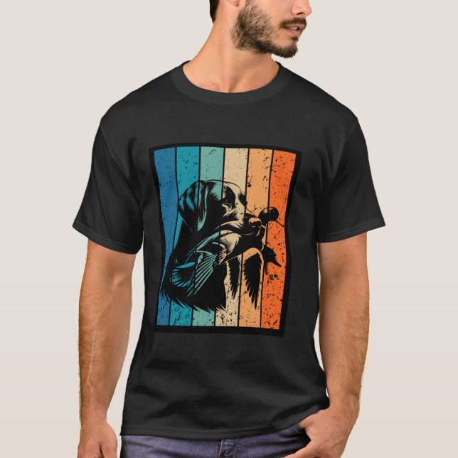 T-shirt Retro Sunset Chasse au canard Design Long Manche T (Devant)