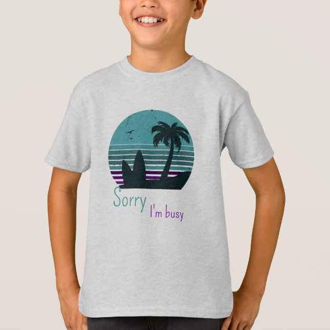 T-shirt Retro Sunset - Désolé, je suis occupé (Devant)