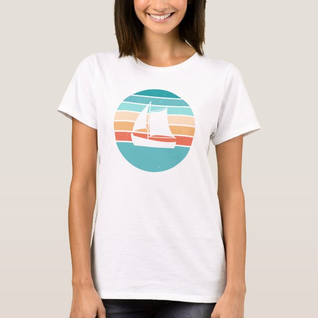 T-shirt Retro Sunset Effet Perdu + Voilier (Devant)