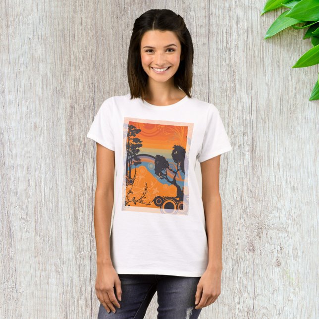 T-shirt Retro Sunset Forest Paysage Abstrait (Créateur téléchargé)