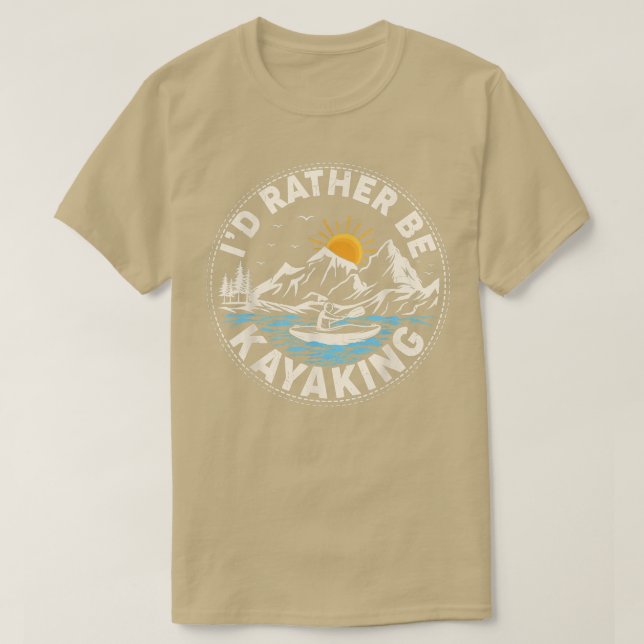 T-shirt Retro Sunset Funny I'd Rather Be Kayaking  (Design devant)