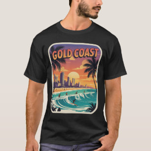 T-shirt Retro Sunset Gold Coast Australie Surfer Beach