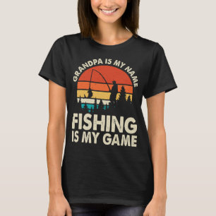 T-shirt Retro Sunset Grandpa Est Mon Nom Pêche Est Mon Jeu