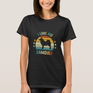 T-shirt Retro Sunset I Love My Samoyed