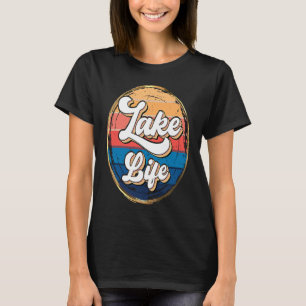 T-shirt Retro Sunset Lake Vie Hommes et Femmes Aime Campin