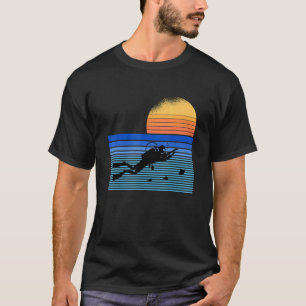 T-shirt Retro Sunset Ocean Sea Diver Plongée sous-marine