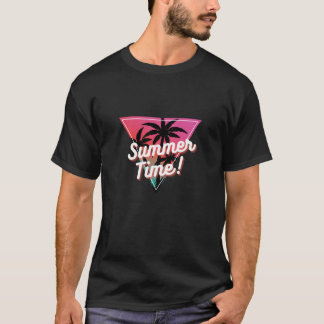 T-shirt Retro Sunset Palm "Heure d'été" Design