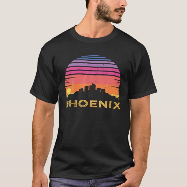 T-shirt Retro Sunset Phoenix Arizona Chemise Skyline Vinta (Devant)