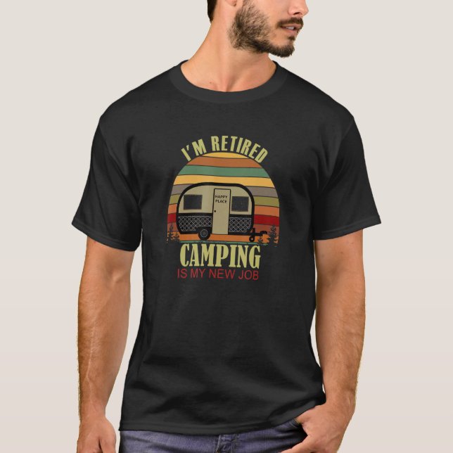 T-shirt Retro Sunset Retirment Retired Camper  New Job Cam (Devant)